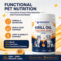 Complément alimentaire pour chien au poulet lyophilisé avec huile de krill en perles, oméga 3 EPA DHA, nutrition fonctionnelle pour animaux de compagnie