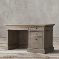 Bureau RH St. James à 4 tiroirs, classique, en bois massif, écologique, avec moulures décoratives perlées, pieds tournés, meubles vintage pour bureau à domicile