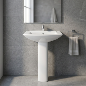 Lavabo rectangulaire en céramique de porcelaine blanche avec piédestal complet, design européen, pour villa et usage commercial - Product Image 4