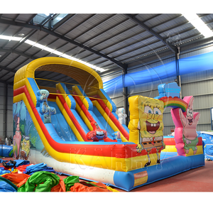 Toboggan gonflable commercial à thème éponge de dessin animé personnalisé, écologique, en PVC, double voie, capacité de 300 à 500 kg pour enfants - Product Image 3