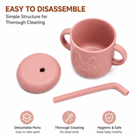 Gobelet d'apprentissage pour bébé en silicone personnalisé, tasse à bec en silicone de qualité alimentaire, tasse à boire pour tout-petit avec poignées, sans BPA, OEM