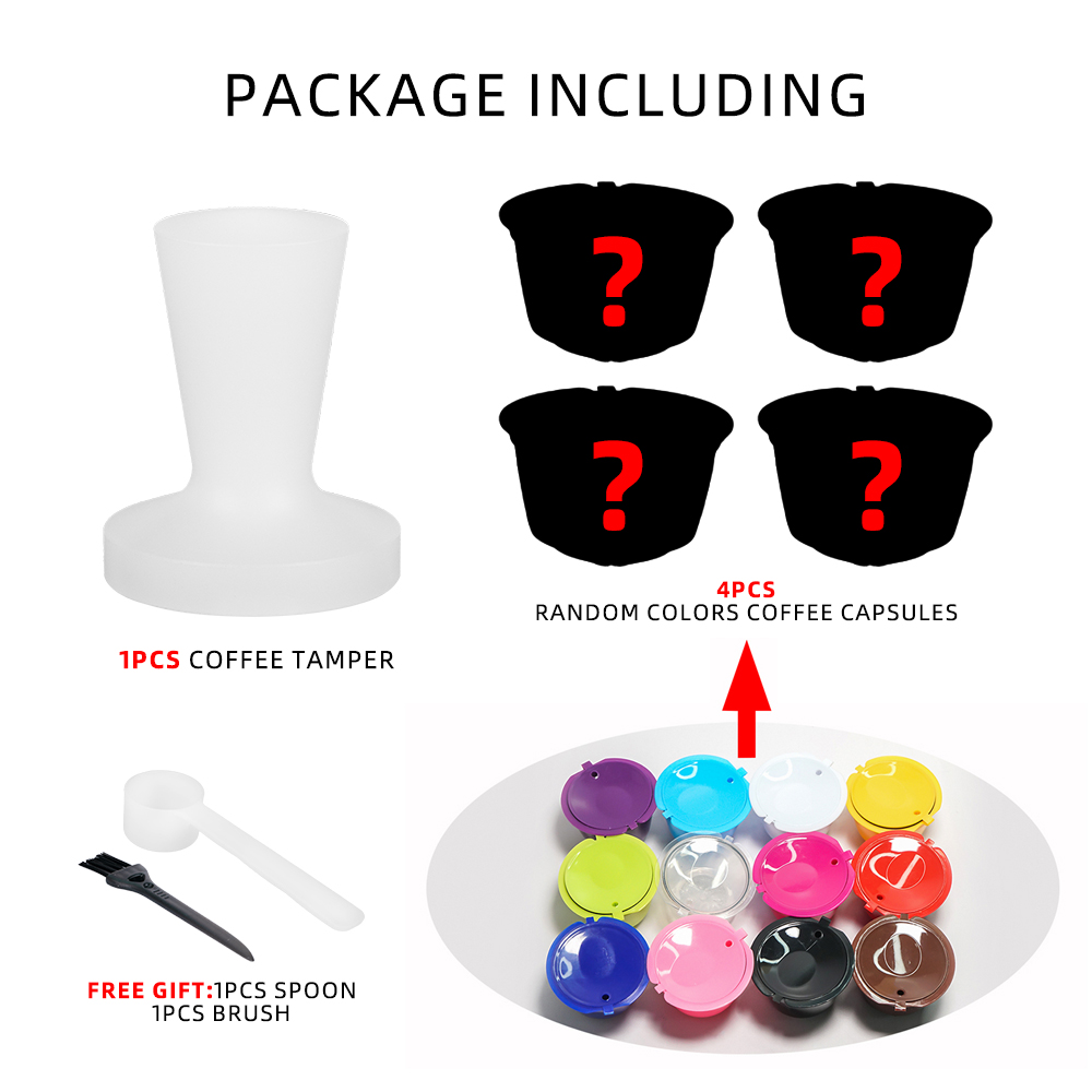 4pcs capsules,1pcs tamper,1pcs spoon,1pcs brush