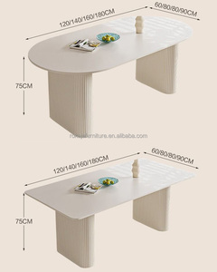 Mesa de Comedor de Diseño Minimalista con Acabado Lacado, Cubierta de Piedra Sinterizada <span class=keywords><strong>Blanca</strong></span>, Mesa de Comedor Moderna Ovalada para 4, 6 u 8 Personas - Product Image 6