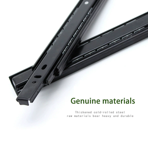 Glissières de tiroir à extension complète silencieuses noires, robustes, à roulement à billes, télescopiques, pour chambre à coucher, salon, bureau à domicile, armoire - Product Image 3