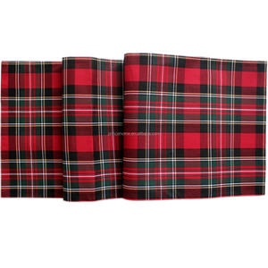 High Quality Christmas Holiday <strong>Red</strong> Classical Plaid Table <strong>Runner</strong> Printed Woven Top Tabletop Decoration - Product Image 1