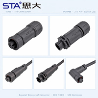 Conector de Cable Impermeable IP68 Equivalente a LTW, Ensamblaje de Bloqueo Rápido, Desmontable, 2, 3, 4, 5, 6, 8 Pines, Macho y Hembra, Enchufe Instalable en Campo