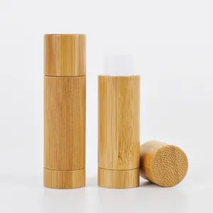 Tubo cosmetico di bambù di lusso balsamo per labbra contenitore di bambù bellezza rossetto tubo vuoto 5g tubo di balsamo per labbra naturale