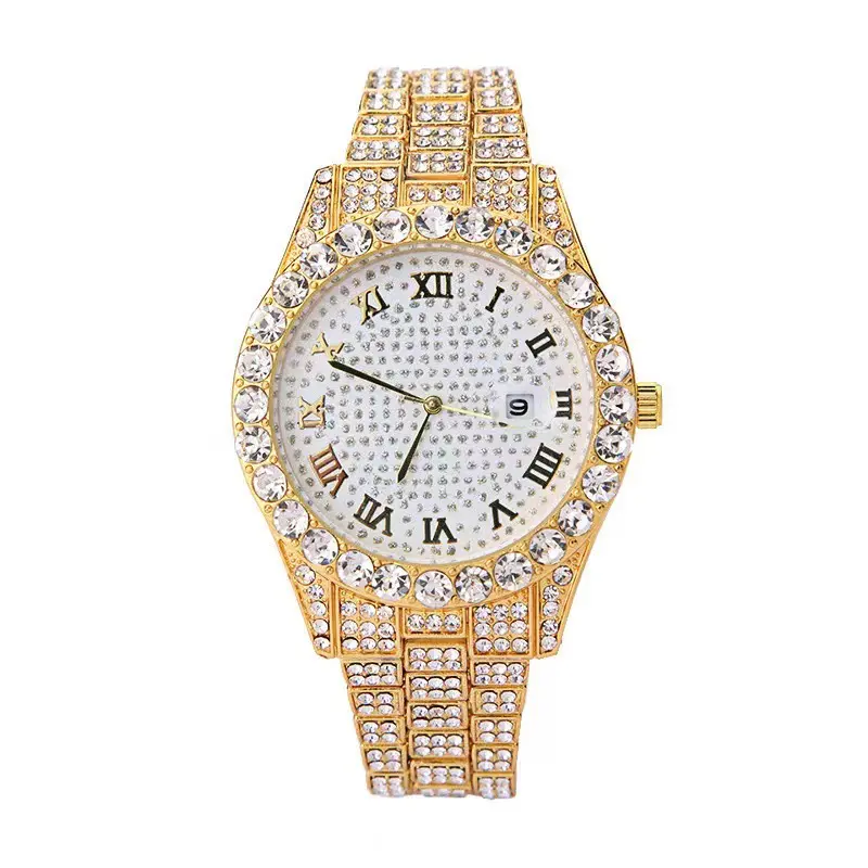 Top brand luxury bracelet fashion diamond calendar women's watch full diamond quartz watch manufacturers in stock