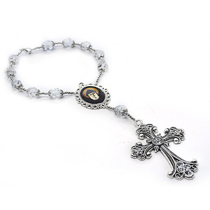 Bracelet chapelet en cristal avec pendentif croix religieuse de forme ovale, bijou de décoration pour la maison RB-057 - Product Image 3