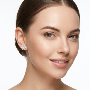 Flower <b>Moissanite</b> Stud <b>Earrings</b> 925 Silver Round Cut Cluster <b>Earrings</b> Floral Fine Jewelry for Women Wholesale Manufacturer - Product Image 5