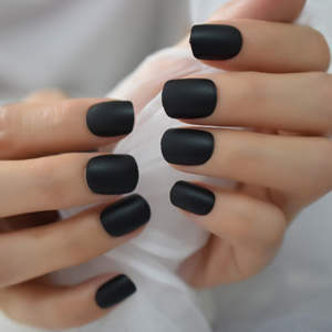 <span class=keywords><strong>Uñas</strong></span> artificiales acrílicas <span class=keywords><strong>negras</strong></span> para niña, manicura corta de alta calidad, ovalada, <span class=keywords><strong>mate</strong></span> - Product Image 3