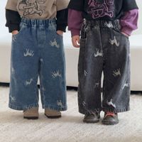 Celana Denim Anak-anak Longgar Model Kaki Lebar Gaya Korea Anak Laki-laki Perempuan Koleksi Musim Gugur 2026 Baru Musim Semi/Musim Gugur Kasual Panjang