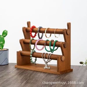 Solid Wood Bracelet Rack 4 Tier Jewelry Display <b>Stand</b> For Hair Ties Beads Storage Organizer - Product Image 4