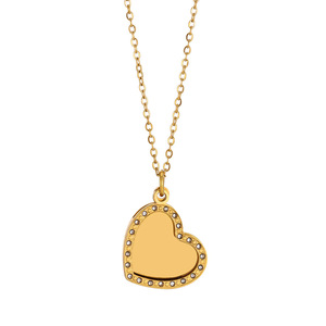 Kalung Liontin Hati Terbuka yang Dapat Diukir, Berlapis Emas 18K, Bahan Stainless Steel, Perhiasan Kenang-kenangan, Hadiah untuk Wanita - Product Image 4