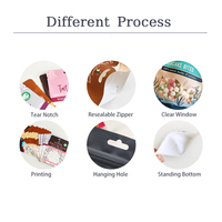 Sachet Doypack refermable avec fermeture éclair, personnalisable, transparent à l'avant et en papier kraft brun à l'arrière, pour emballage de bonbons, snacks et aliments