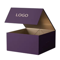 Boîte-cadeau pliable de luxe personnalisée de luxe de marquage à chaud de logo fermeture magnétique violet noir
