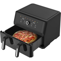 Friteuse à air double panier moderne 5,5+5,5L à commande par bouton, sans huile, sans fumée, multifonction, cuisson rapide, pour la maison - Meilleures ventes