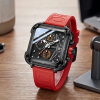 ON6831ONOLA Montre Homme Tendance Lumineuse Unique Carrée, Meilleure Vente, à Trois Aiguilles et Six Cadrans, Mouvement Quartz