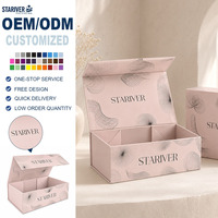Boîte cadeau pliable magnétique à clapet avec logo personnalisé, motif abstrait rose, OEM, boîte en papier rigide pliable, recyclable, quadricolore