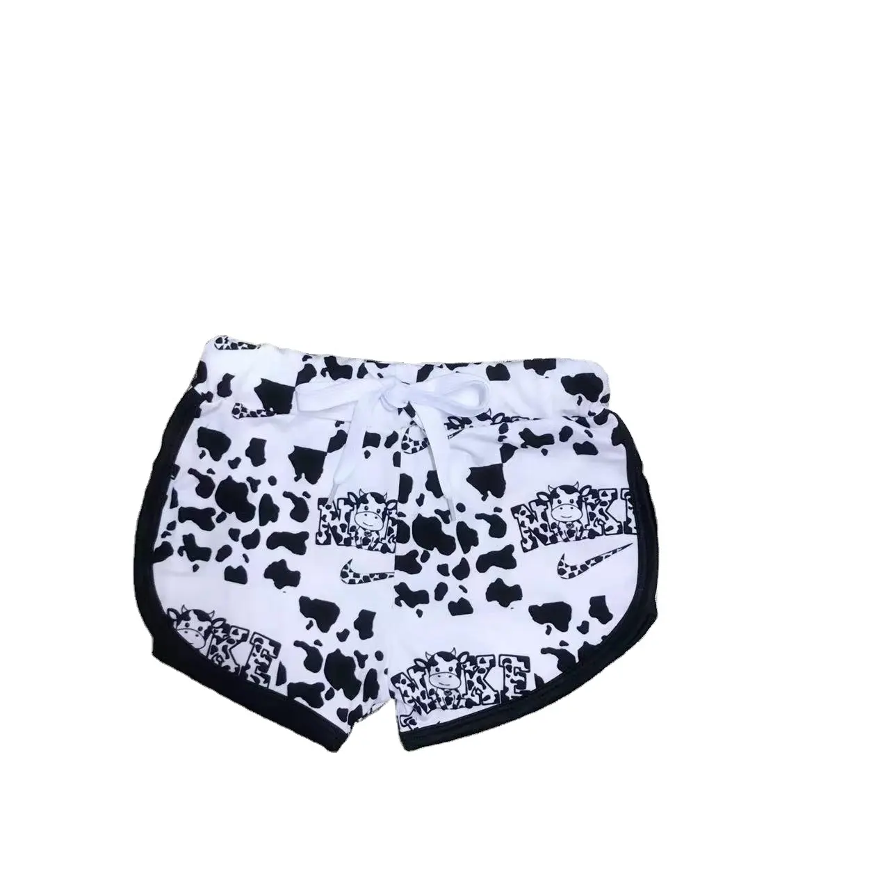 Verão meninas shorts crianças roupas atacado boutique 2023 branco calções de banho gado leiteiro impressão diariamente criança roupas