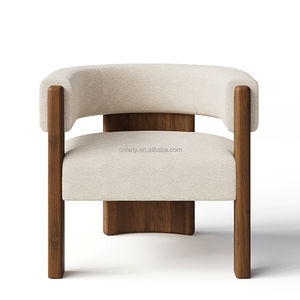 Fauteuil d'appoint contemporain en bois FERLY, fauteuil lounge luxueux en bouclette pour salon, hôtel, villa, design de meubles élégant - Product Image 2