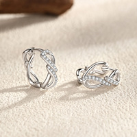 Boucles d'oreilles nœud d'amour en argent 925 plaqué rhodium - Boucles d'oreilles classiques en zircon pour cadeau et occasions de fête