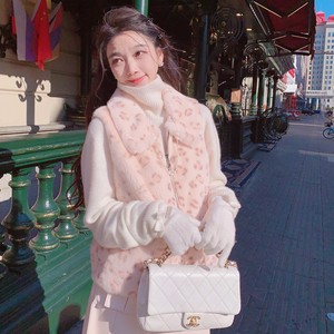 Chaleco de Piel de Visón Auténtica para Mujer, Diseño de Leopardo, Sin Mangas, para Invierno, Color Rosa - Product Image 1