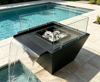Brasero d'extérieur en acier Corten à tension universelle 110-230V avec finition rouillée écologique, durable, résistante à l'eau et au feu