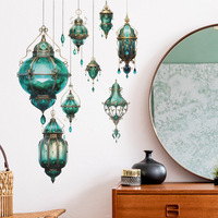 Ramadan islamique musulman Eid Mubarak décorations lanterne lune étoile fleur fenêtre décalcomanie pour maison salon chambre papier peint