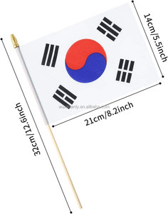 Jeu de sport en gros agitant à la main le drapeau avec le poteau 100% Polyester Corée du Sud agitant à la main des drapeaux - Product Image 5
