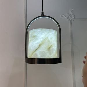 <span class=keywords><strong>Suspension</strong></span> minimaliste Seeky de style oriental en métal, luminaire fin avec abat-jour en onyx pour salle de thé - Product Image 5