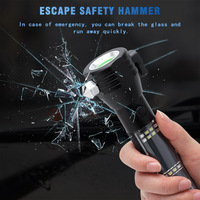 Lampe torche LED multifonctionnelle rechargeable par USB en alliage d'aluminium, marteau de sécurité, lampe de travail LED à énergie solaire, lampe de signalisation