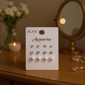 Orecchini Ilan con Strass 5mm 6mm 8mm e Perle - Accessorio - Product Image 3