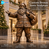 Sculpture de Père Noël en Bronze Festif, Statue de Noël Moulée à la Cire Perdus, Décoration de Fêtes Durable pour Hall d'Hôtel, Jardin, Place Publique, Centre Commercial