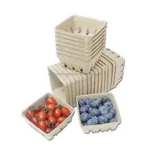 Keranjang kertas kemasan buah dicetak keranjang Berry ramah lingkungan kotak kertas biodegradable kemasan buah kotak bubur cetakan