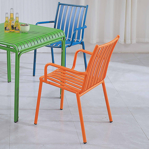 Ensemble de salle à manger moderne pour l'extérieur, <span class=keywords><strong>table</strong></span> et chaises de terrasse en aluminium coloré pour <span class=keywords><strong>jardin</strong></span>, hôtel, café - Product Image 6