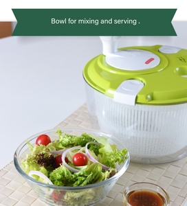 สปินเนอร์สลัดผลไม้แบบหมุนสีขาวชามสี่เหลี่ยมทำจากสเตนเลสใช้ในบ้าน - Product Image 3