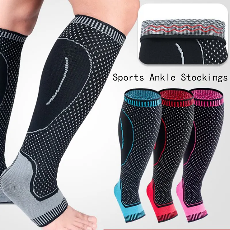 Kaus Kaki Kompresi Lari Stoking Setinggi Lutut Pendukung Ortopedi Pelindung Pergelangan Kaki Betis Sepakbola Ski Varises