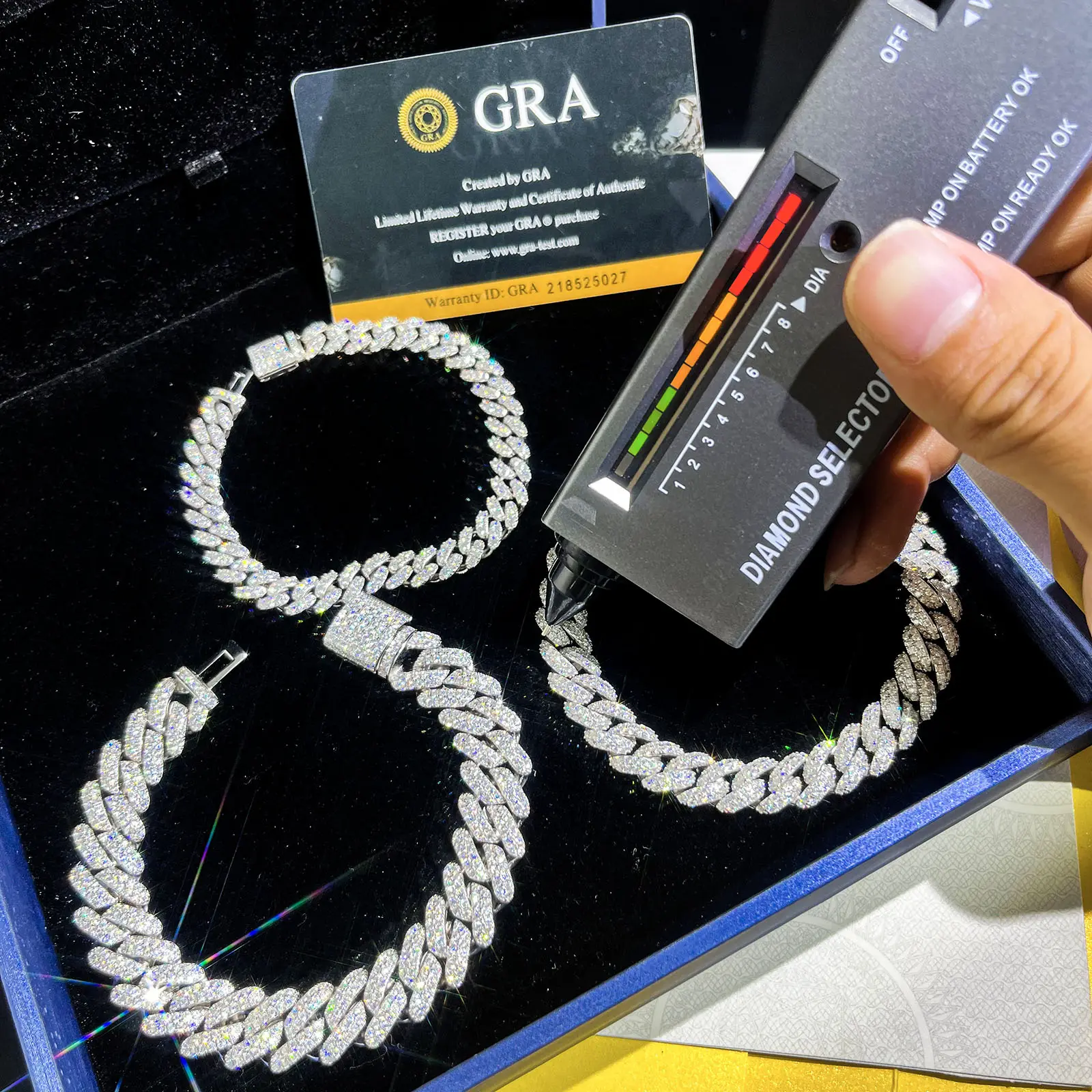 Gioielli leggeri Provenza prezzo all'ingrosso oro bianco 2 file ghiacciato Moissanite diamante 10mm Cuban Link bracciale per uomo e donna