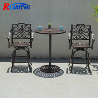 Table de bar et chaises hautes en aluminium pour l'extérieur, ensemble de tabourets pivotants en aluminium moulé, meubles de jardin pour cour