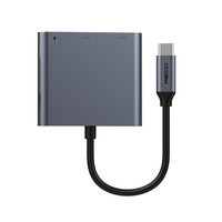 Recci Rh05 Aluminium 3 in 1 Type C Docking Station Hub Kabel Konverter USB-C ke Type C USB 3.0 4K untuk Laptop PC Komputer