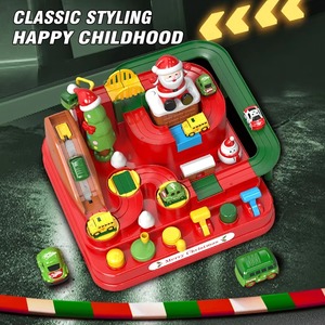 Jouets éducatifs interactifs de Noël en plastique pour enfants de 5 à 7 ans, avec circuit de course de voitures, parking et aventure - Product Image 5
