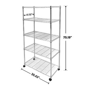 18 "w x 35" D x 70 "h אחסון מתכווננת כרום יחידת מדפה עם גלגלים - Product Image 3