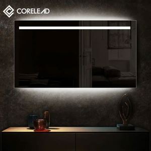 การตกแต่ง2025ที่ทันสมัยติดผนังเซ็นเซอร์อัจฉริยะไฟ LED backlit โต๊ะเครื่องแป้งป้องกันหมอกสว่างตกแต่งห้องน้ำกระจกห้องน้ำพร้อมการแสดงเวลาเฟอร์นิเจอร์ห้องนั่งเล่น - Product Image 3