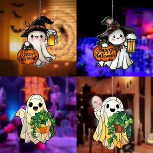 Pezzo di arte della decorazione della parete del dispositivo di cattura solare piatto acrilico della strega di Halloween divertente in bianco - Product Image 6