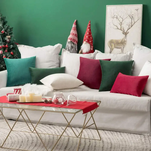 Décoration intérieure 2 pièces vert rouge taille personnalisée housse de coussin de canapé housse de coussin décorative de noël - Product Image 4