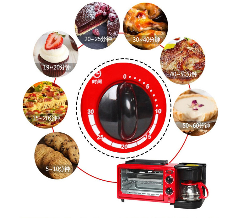 Kitchen Breakfast Oven 3 in 1 Electric Mini Oven for Baking Coffee Fried Eggs