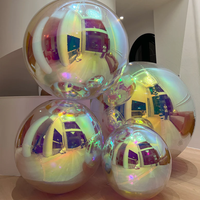 Boule miroir gonflable arc-en-ciel irisé, ballon brillant réutilisable, grande bulle