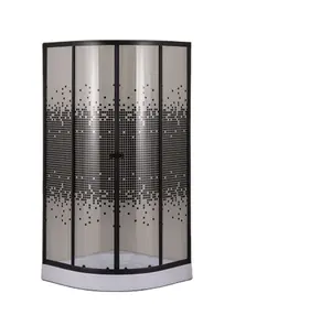 Black Aluminum Frame Tempered Glass With Paint Sliding Door Shower Room