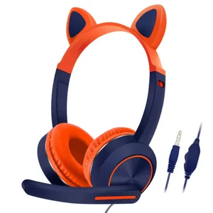 KH6 אמזון הטוב ביותר עם מיקרופון מיקרופון ילדה חתול אוזן קריקטורה בית ספר ילדים אוזניות אוזניות לילדים